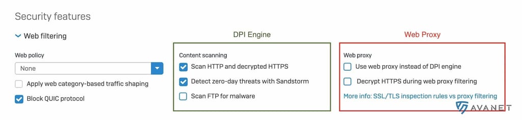 Regla de firewall Sophos SFOS v18 - ajustes de seguridad