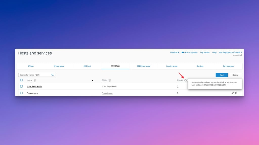 Sophos Firewall v20.0 Aggiornamento manuale riferimento oggetto