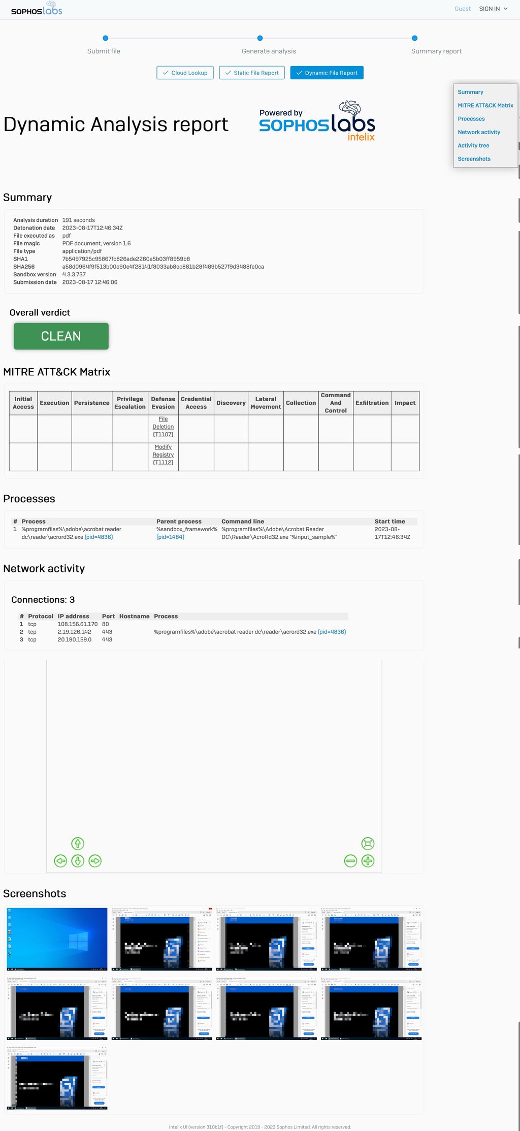 SophosLabs Intelix - Report di analisi - Report di file dinamici
