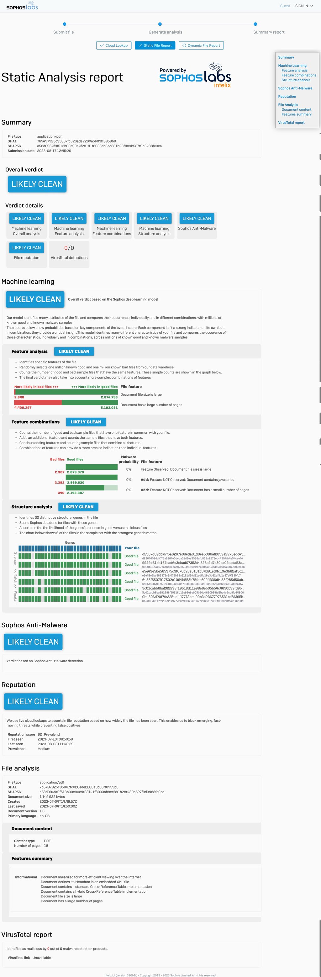 SophosLabs Intelix - Report di analisi - Report di file statici