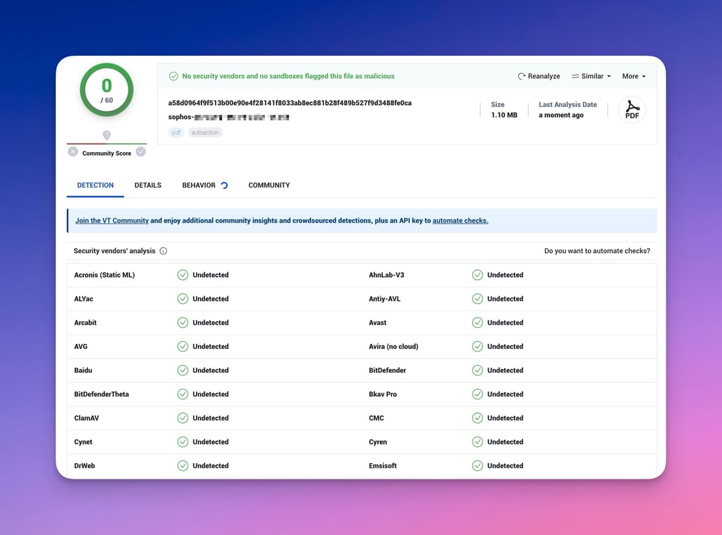 VirusTotal - Rilevamento analisi