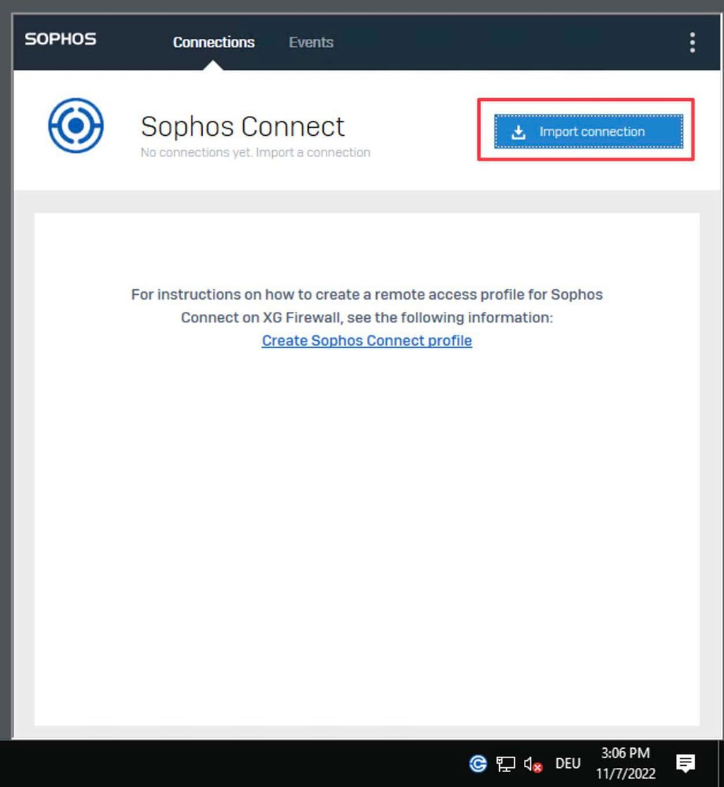Importera SSL VPN-konfiguration i Sophos Connect Client