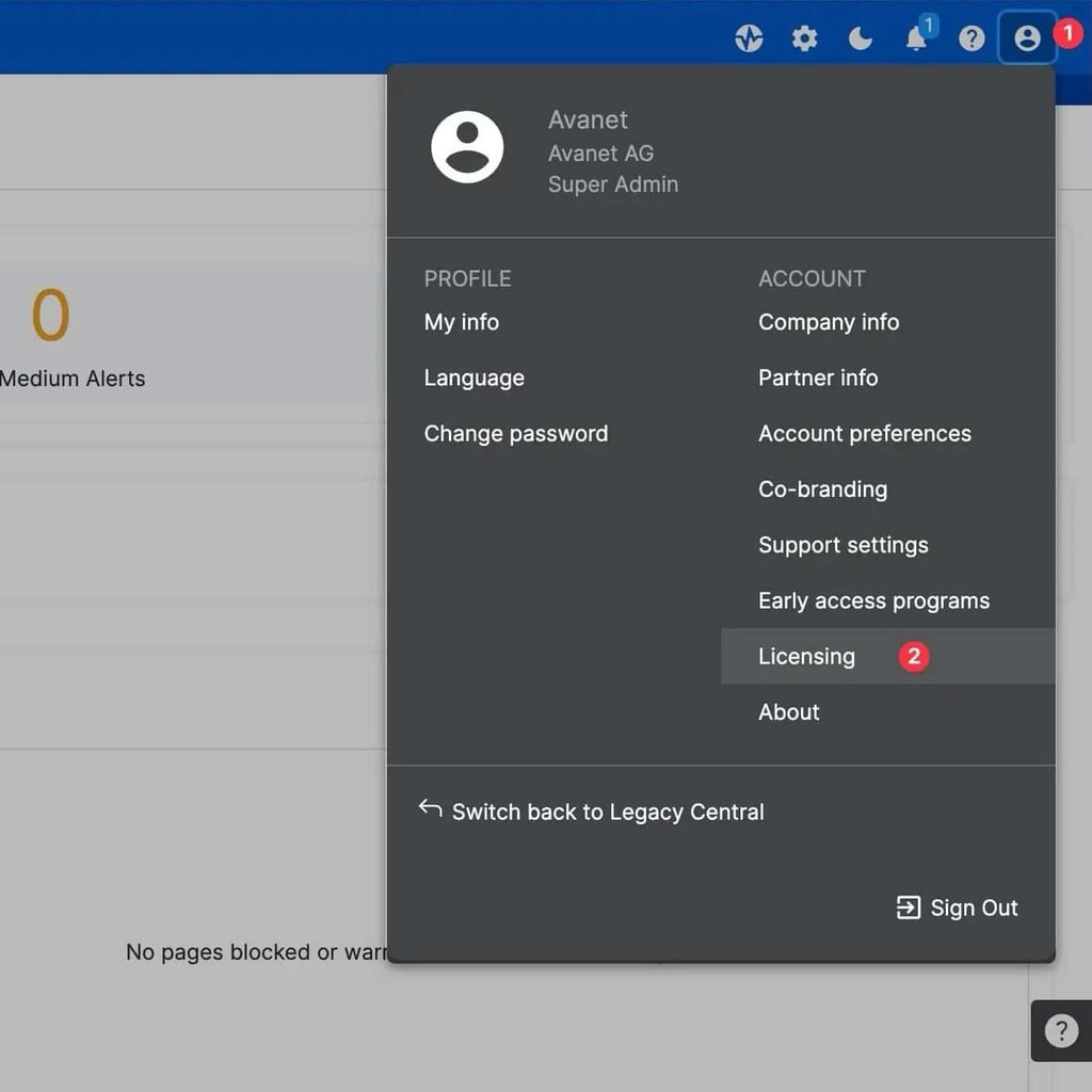 Navegación de Sophos Central Licensing para transferir una firewall