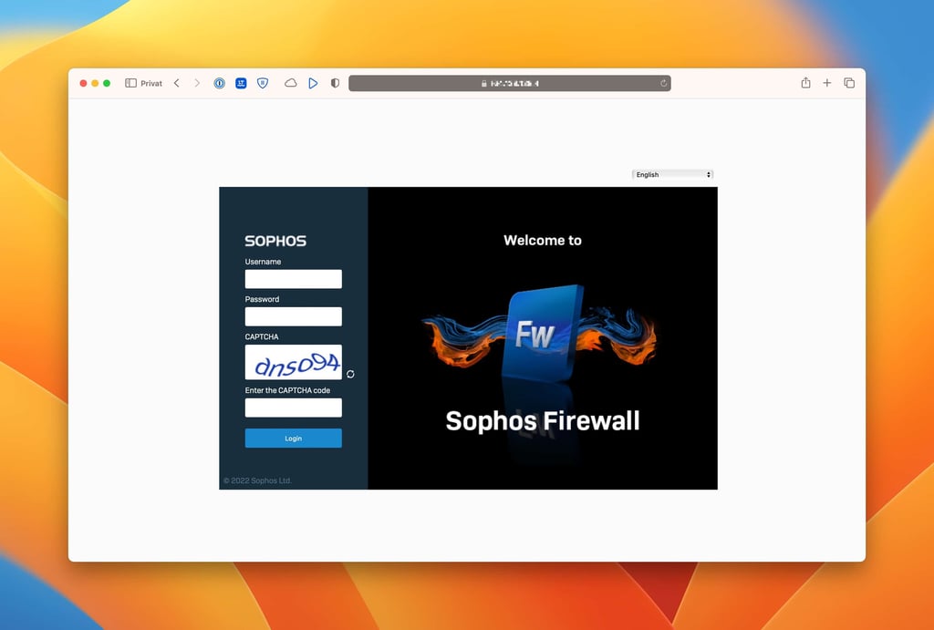 Sophos Firewall WebAdmin login with CAPTCHA