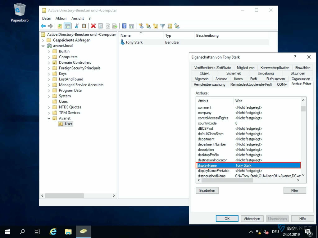 Active Directory attribute displayName
