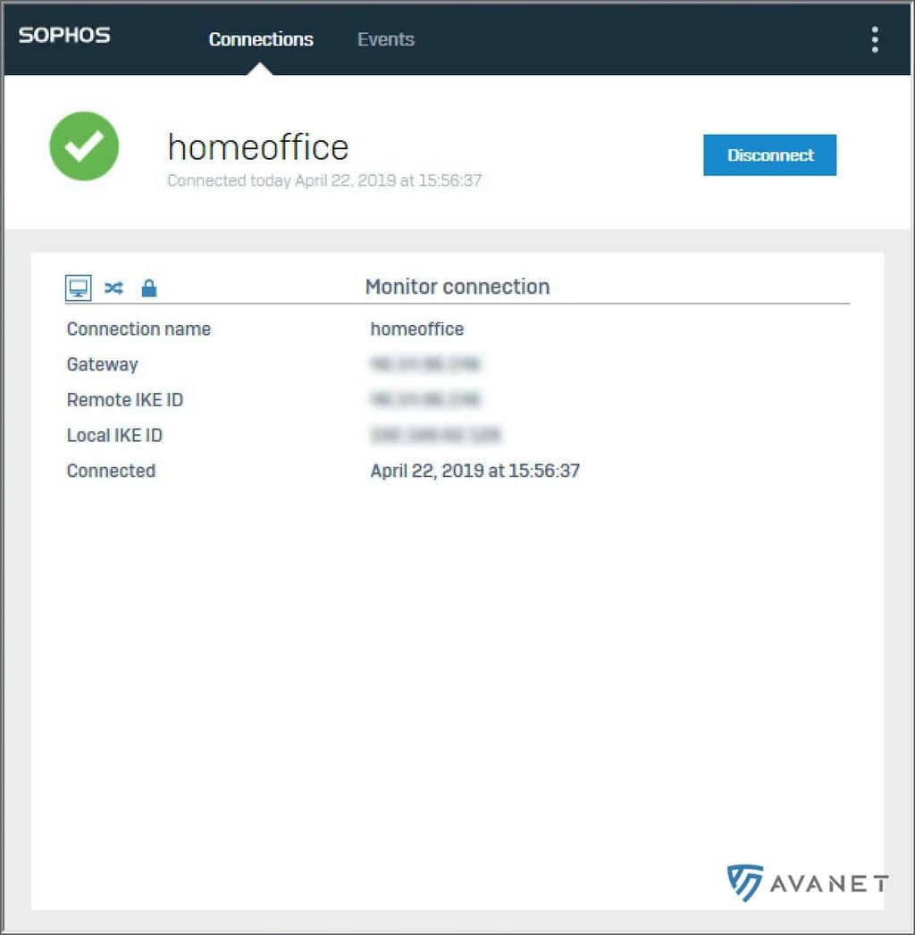 Sophos Connect på Windows - GUI