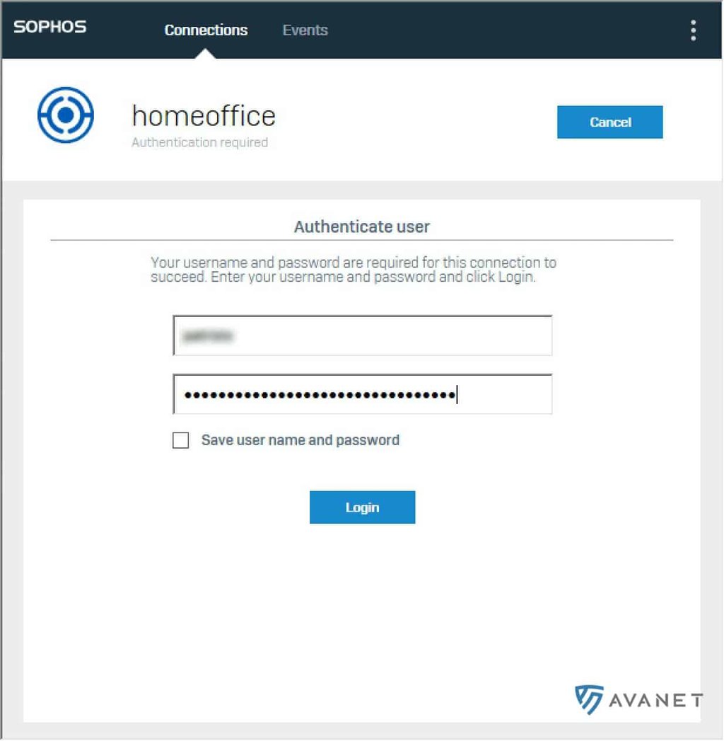 Sophos Connect på Windows - Logga in
