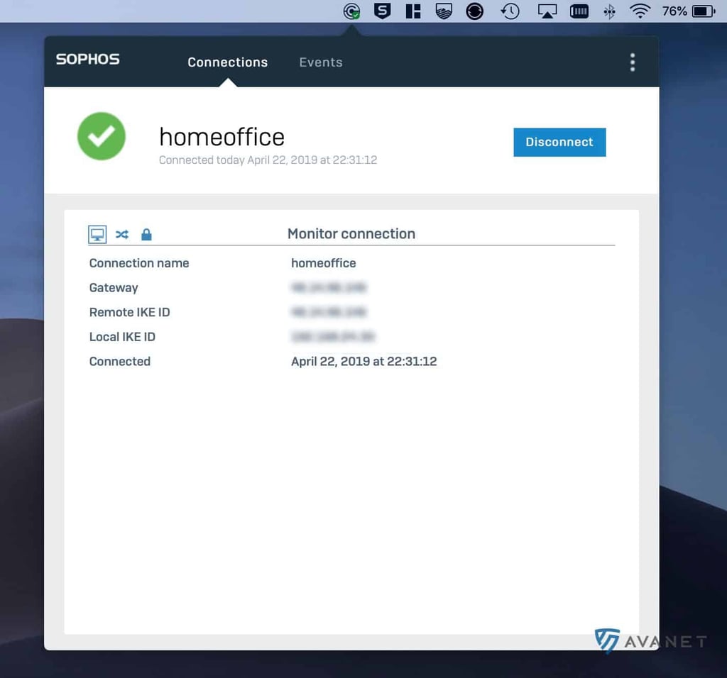 Sophos Connect Client - macOS Connected