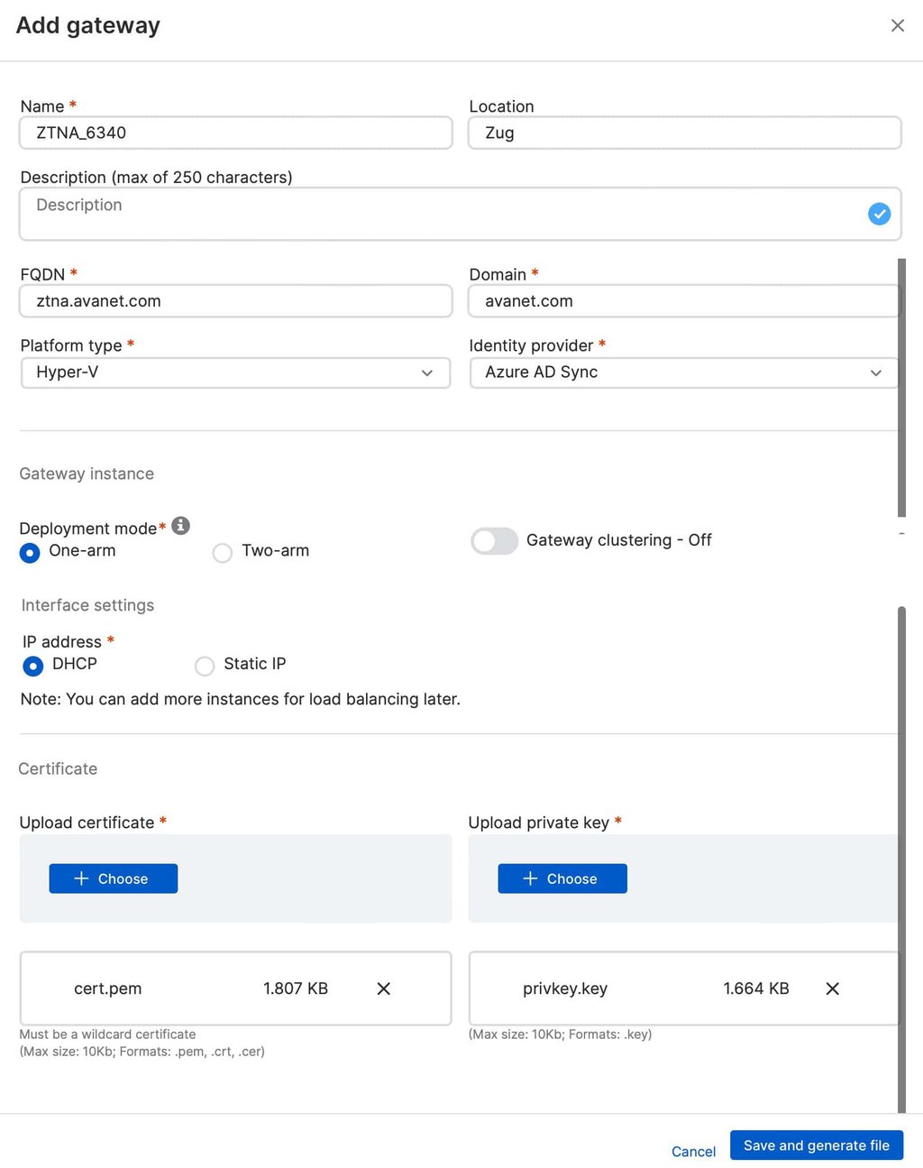 Configurações do gateway Sophos ZTNA