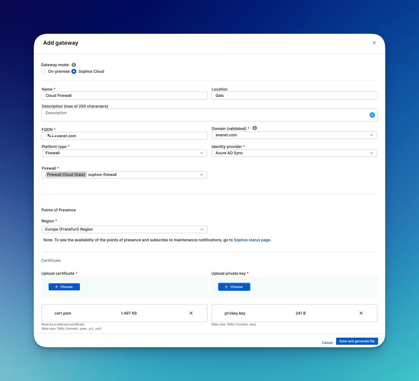 Ajouter le Sophos Firewall ZTNA Cloud Gateway à Central
