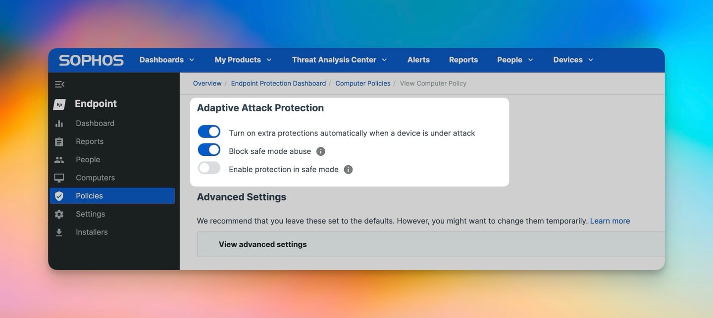 Sophos Central Policy - Adaptive Attack Protection