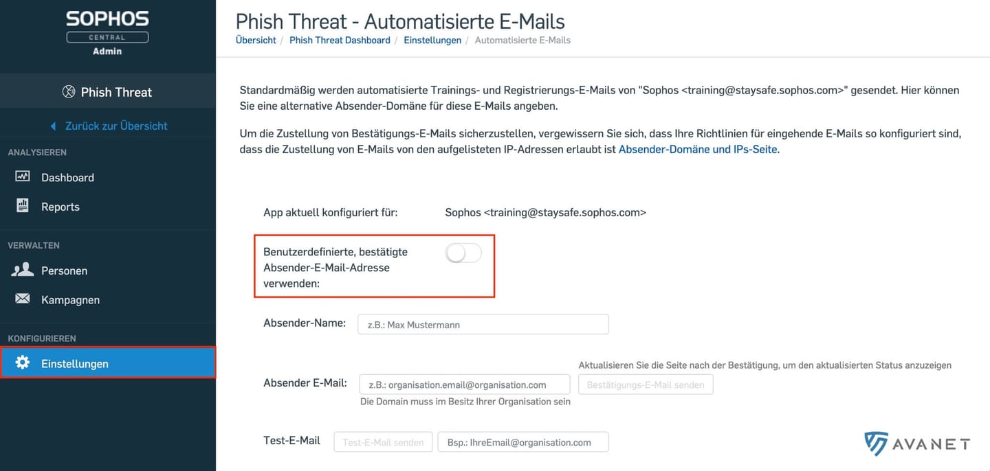 Customisable email address for Phish Threat training