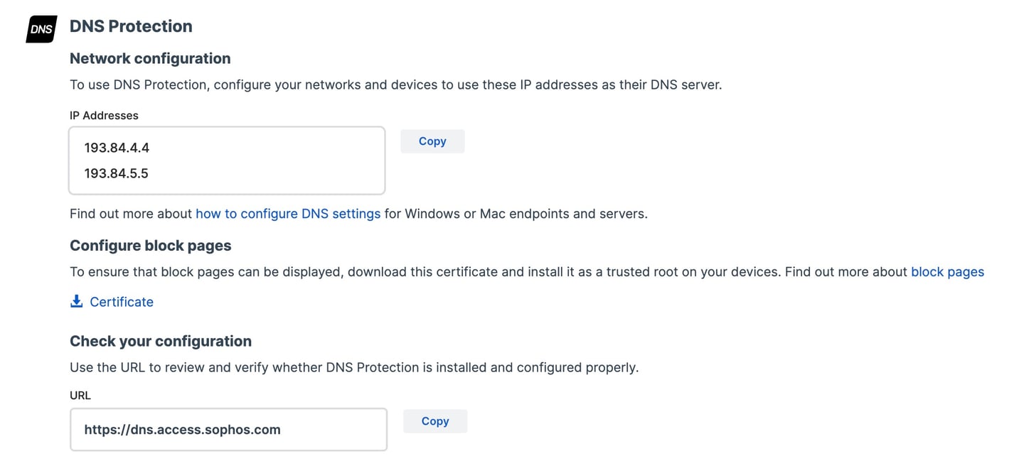 Sophos DNS Protection - Netzwerkkonfiguration