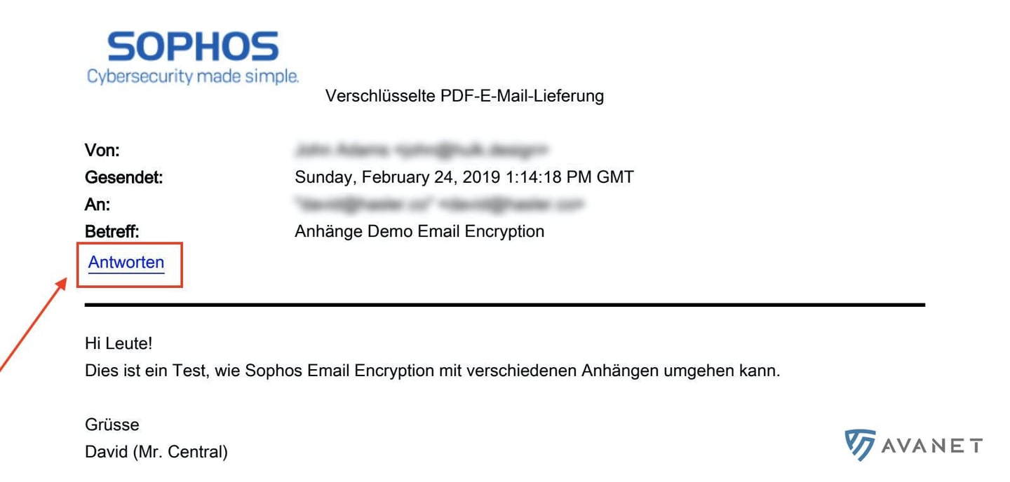 E-postkryptering - Svarslänk i PDF
