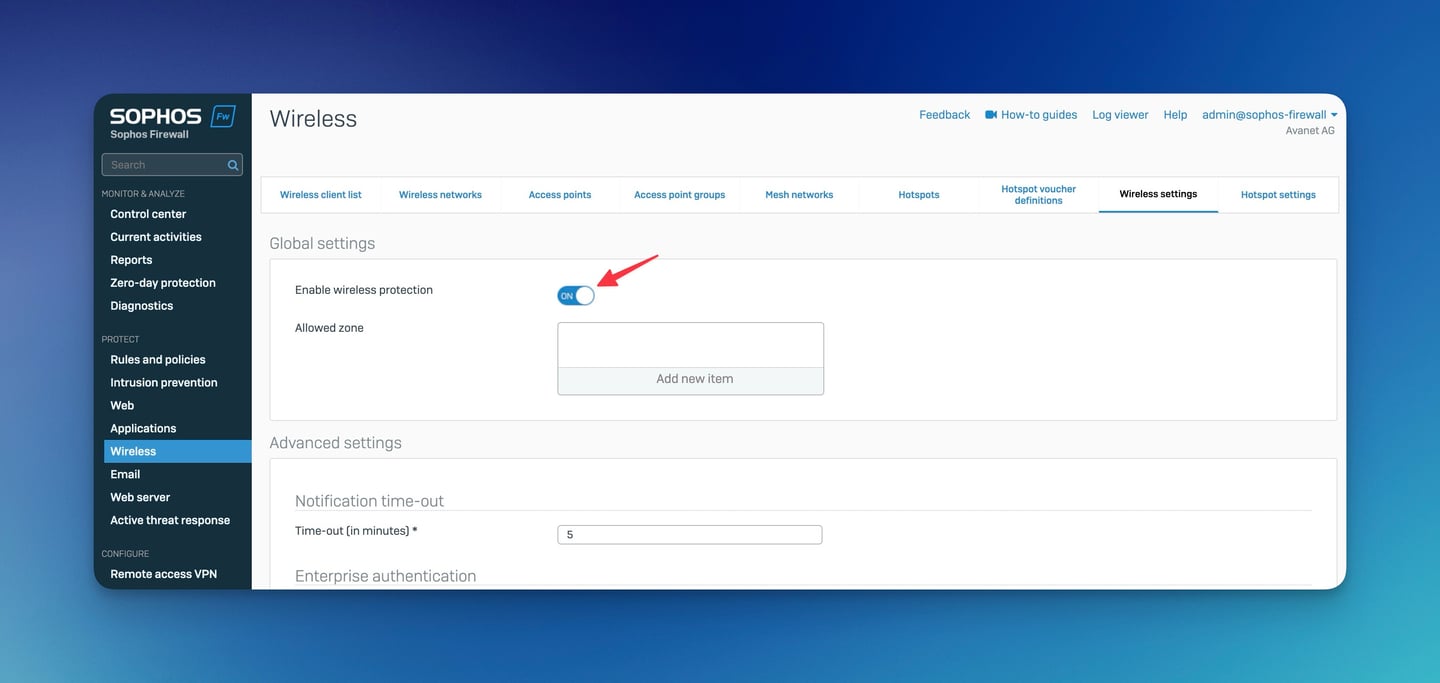 Sophos Firewall Feature Request - Disable Wireless Service