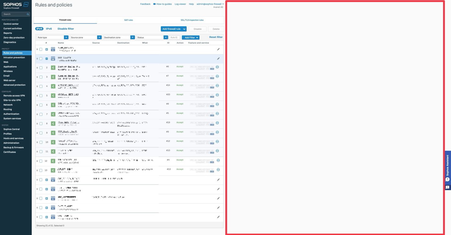 GUI de Sophos Firewall no responsiva