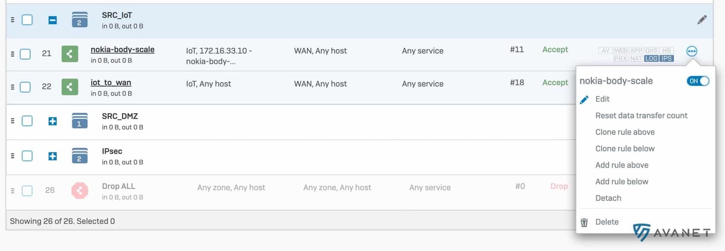 Sophos SFOS v18 Firewall Rule Settings