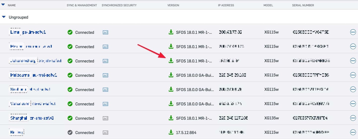 Sophos Central Firewall Manager Update Option