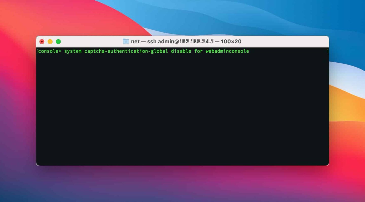 Sophos Firewall - disable SSH WebAdmin login Captcha