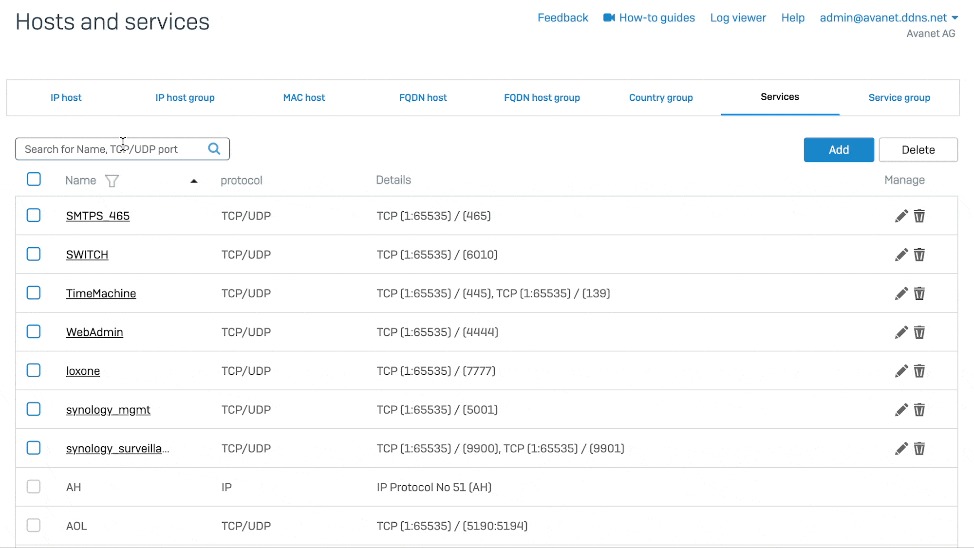 Búsqueda de Hosts y Servicios de Sophos Firewall v19.5