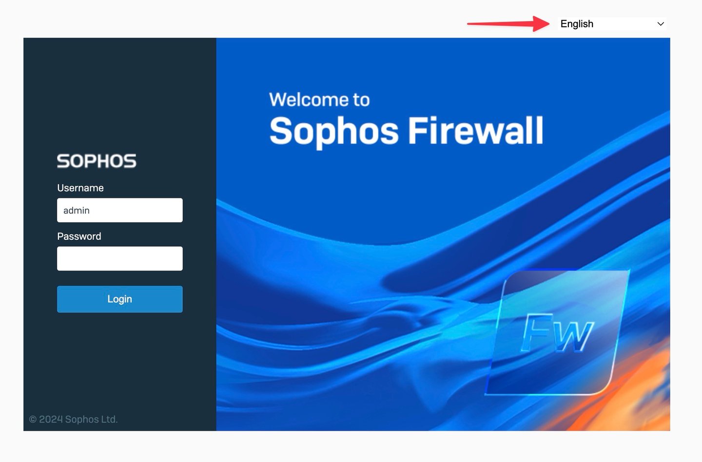 Sophos Firewall v20 MR1 Admin Login Page