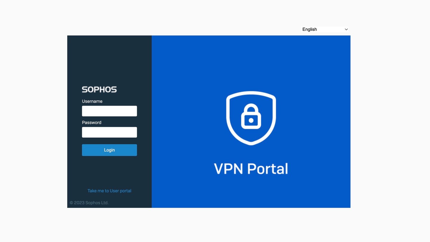 Sophos Firewall v20 VPN Portal schermata di login