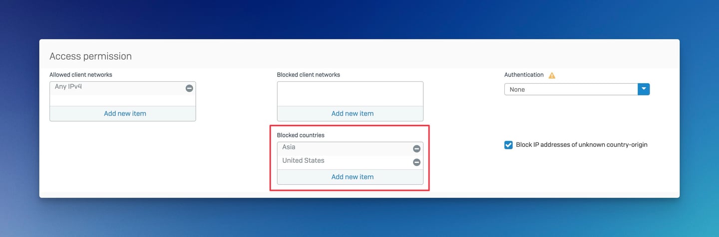 Sophos Firewall v20.0 - Blocco per paese WAF