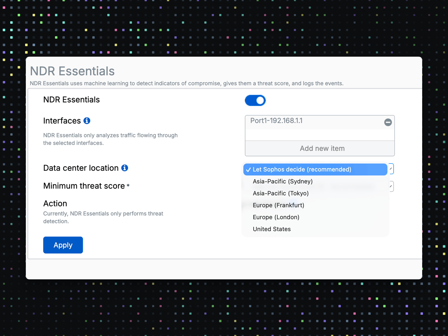 Sophos Firewall v21.5 MR1 - NDR Essentials Datacenter-plats