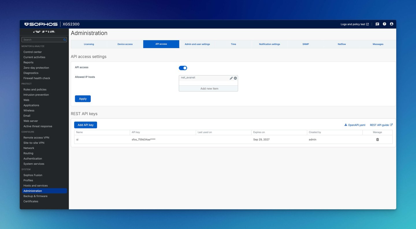 Sophos Firewall v23: dostęp do API i zarządzanie kluczami REST API