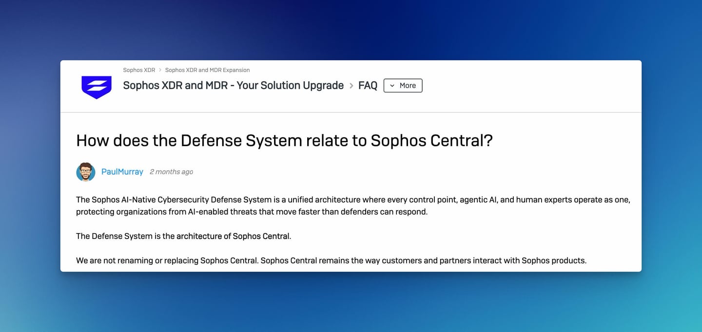 FAQ de Sophos sobre la relación entre Fusion Defense System y Sophos Central