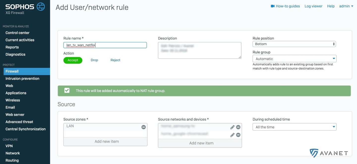 Sophos XG v17.5 - Automatic rule group assignment
