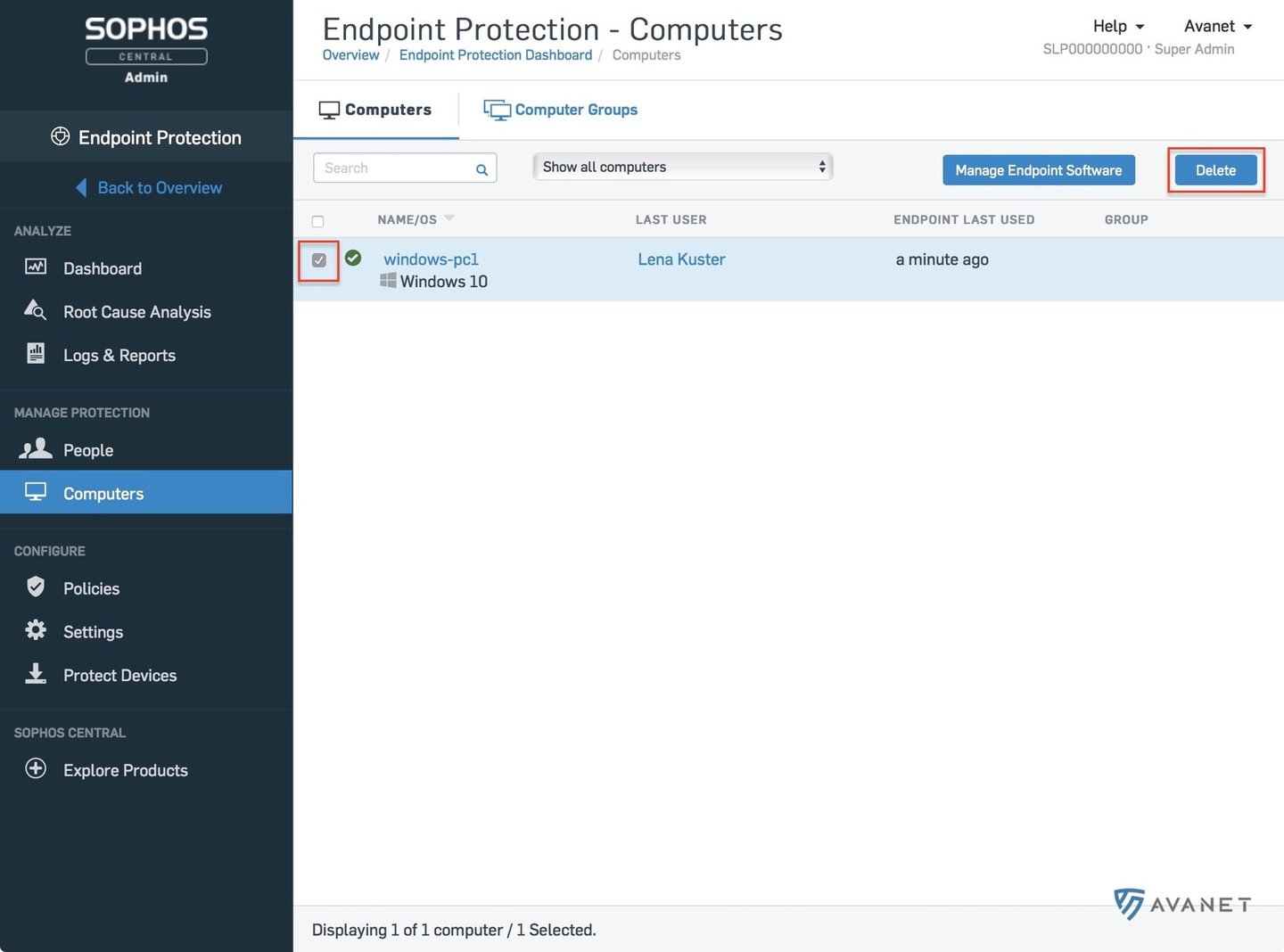 Sophos Central Endpoint Protection Computers