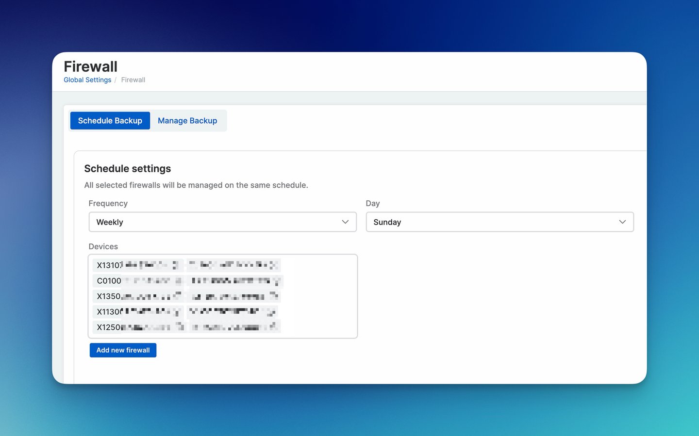 Sophos Central - Programar copia de seguridad para firewalls registrados