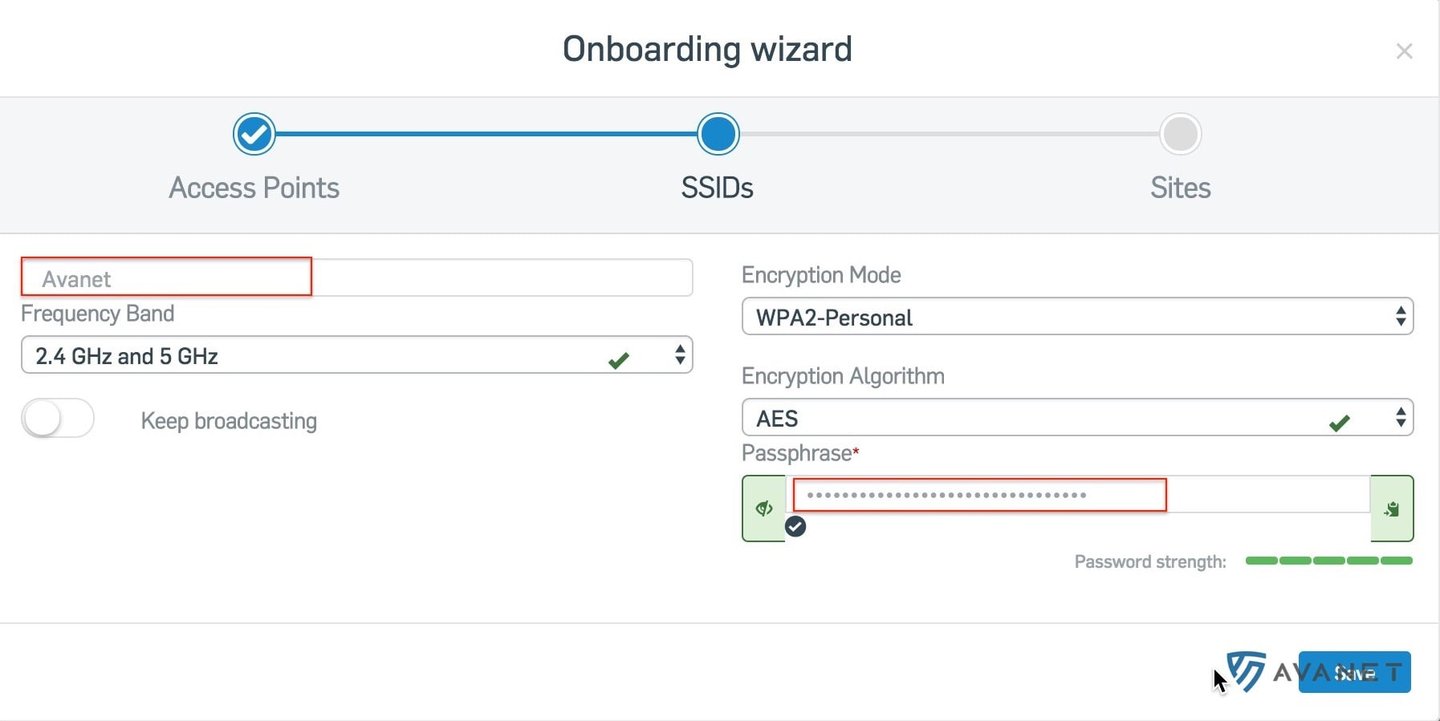 Sophos Central Wireless Onboarding Wizard - SSID toevoegen
