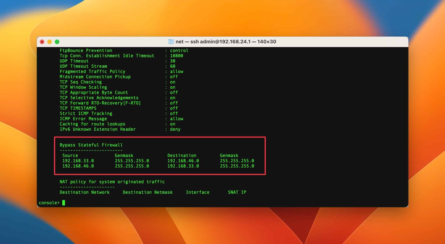 Show Sophos Firewall bypass rules