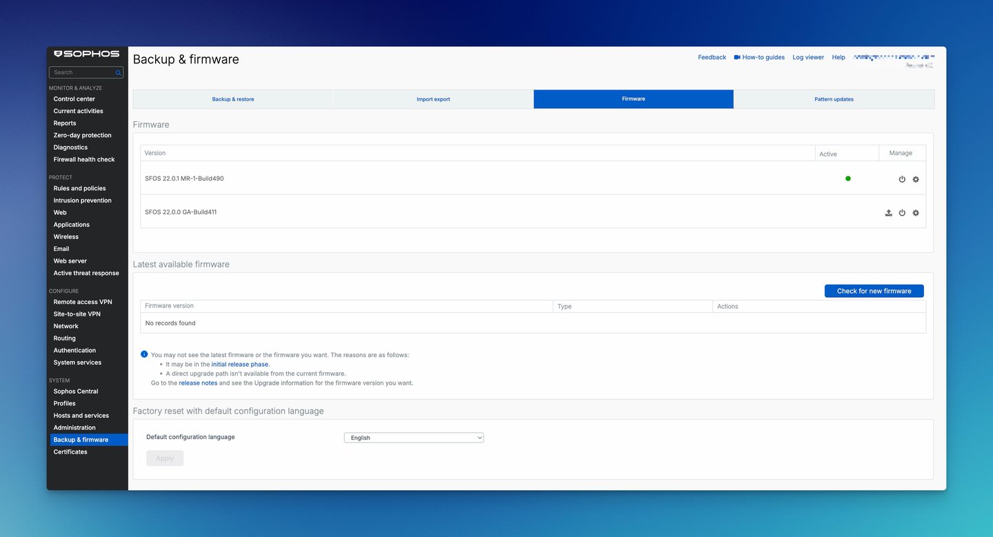 Sophos Firewall SFOS 22 firmware overview