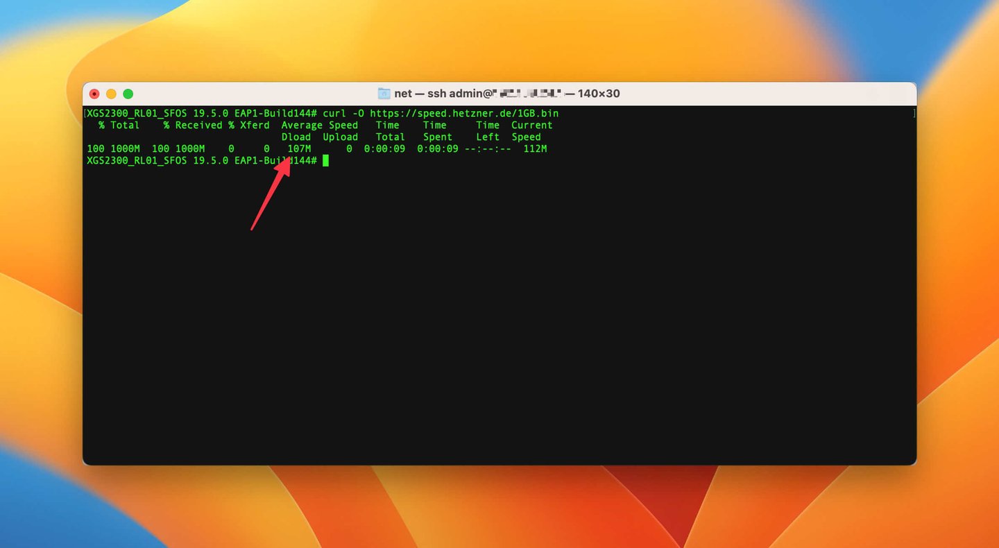 Test de vitesse Internet sur Sophos Firewall