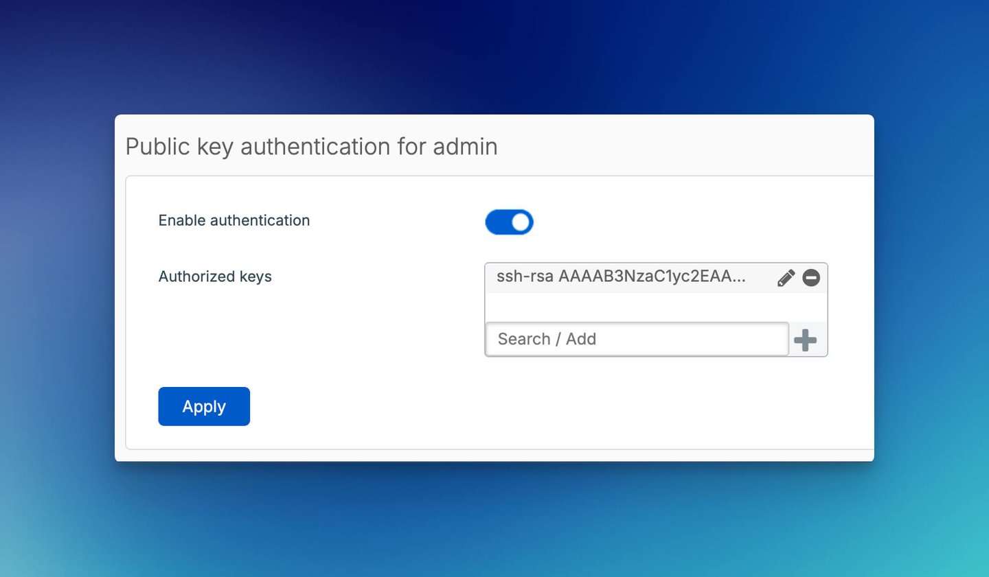 Autenticazione con chiave pubblica di Sophos Firewall per l'utente amministratore