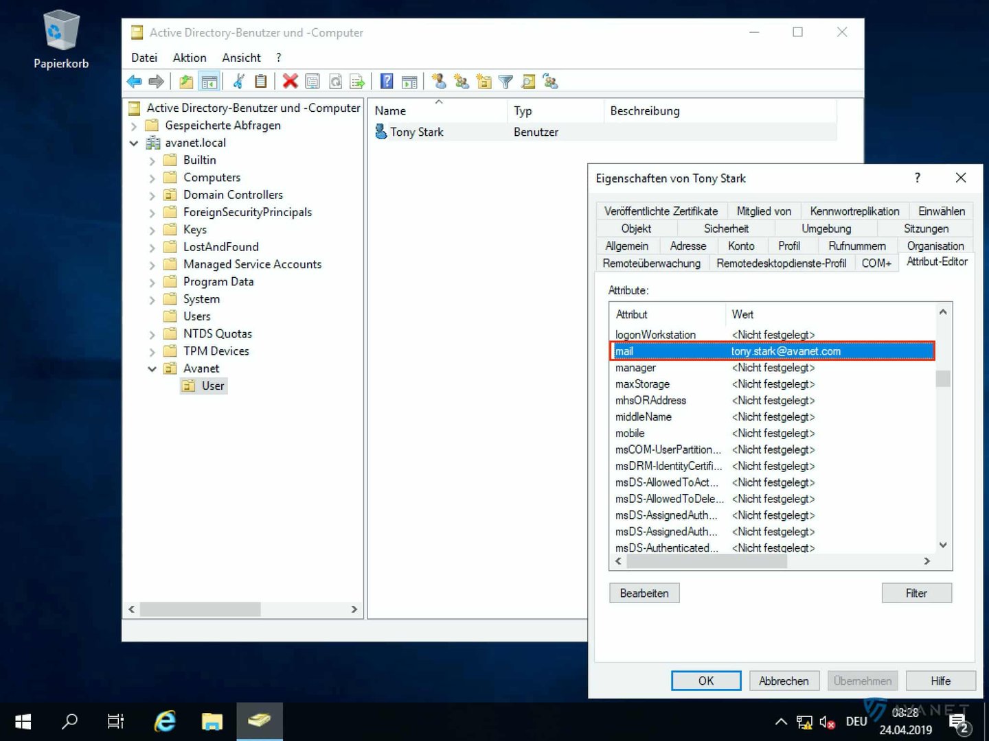 Active Directory attribute mail