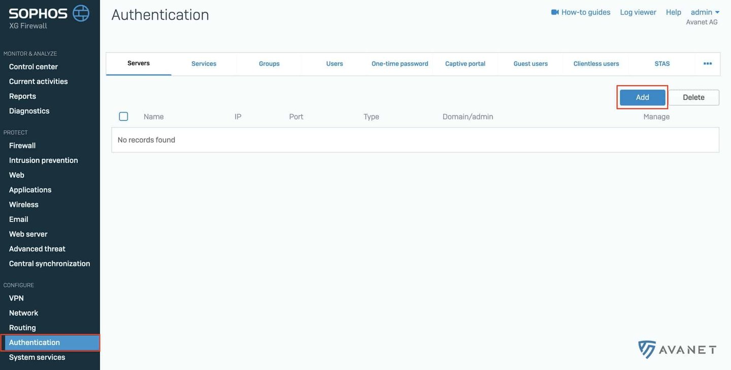 Add Active Directory server on Sophos Firewall