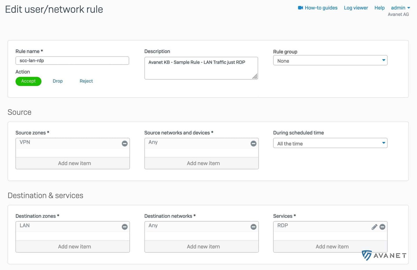 Sophos Connect Client - add firewall rule for VPN/LAN
