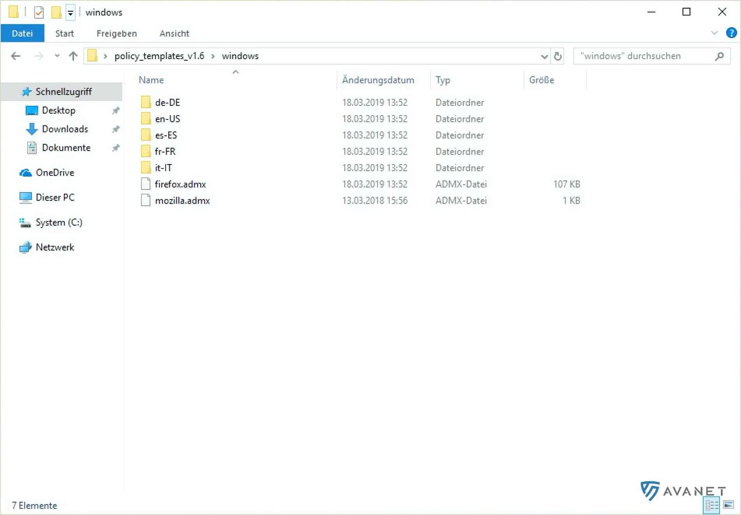 Mozilla Firefox GPO Policy Template Dateien