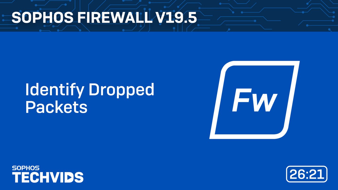 Sophos Firewall Dropped Packet Capture med källa, destination, status och drop-orsak