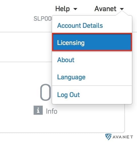 Sophos Central-licentiemenu