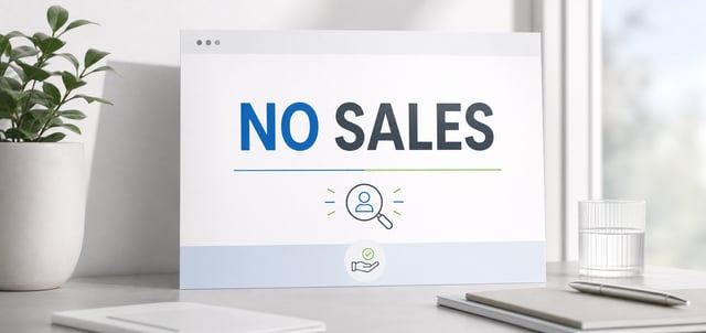 Anuncio de empleo minimalista con el texto NO SALES