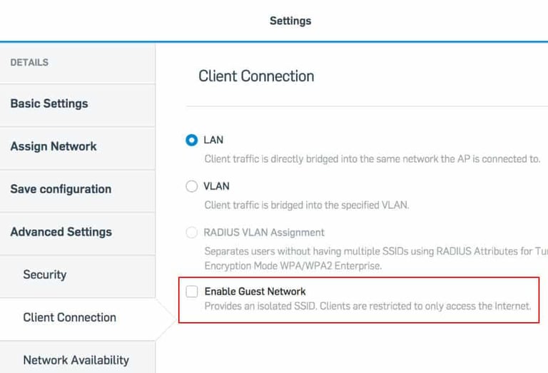 Sophos Central Wireless - activation du réseau invité