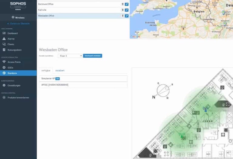 Sophos Central Wireless - gestion des sites