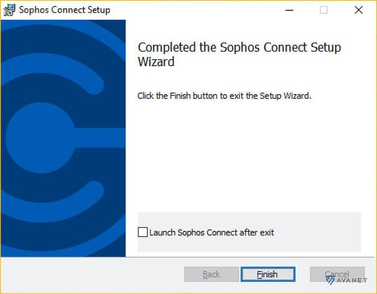 Sophos Connect-klientinstallation för Windows - Installationen slutförd