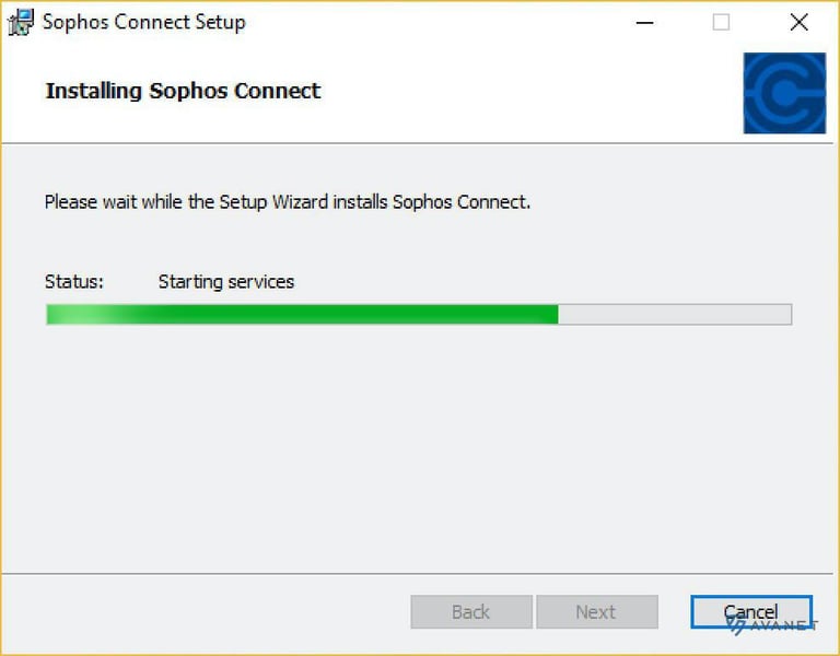 Sophos Connect Client Setup för Windows - Installationsprocess