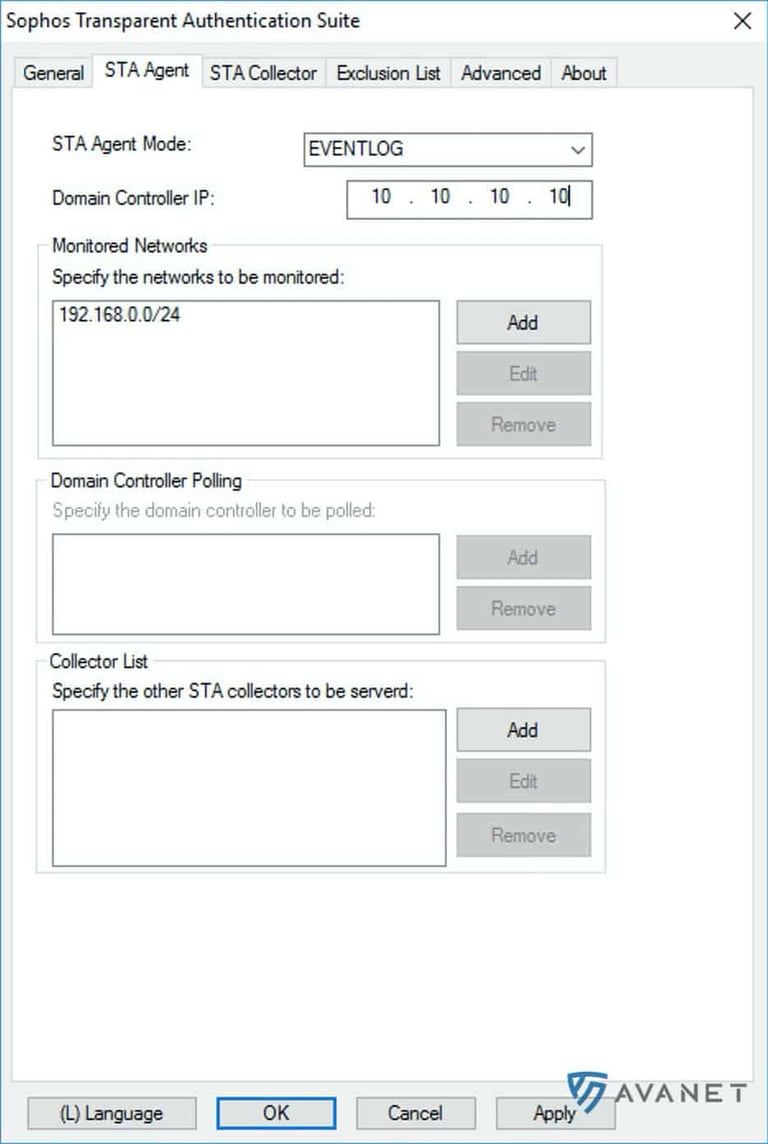 STA Agent configuration